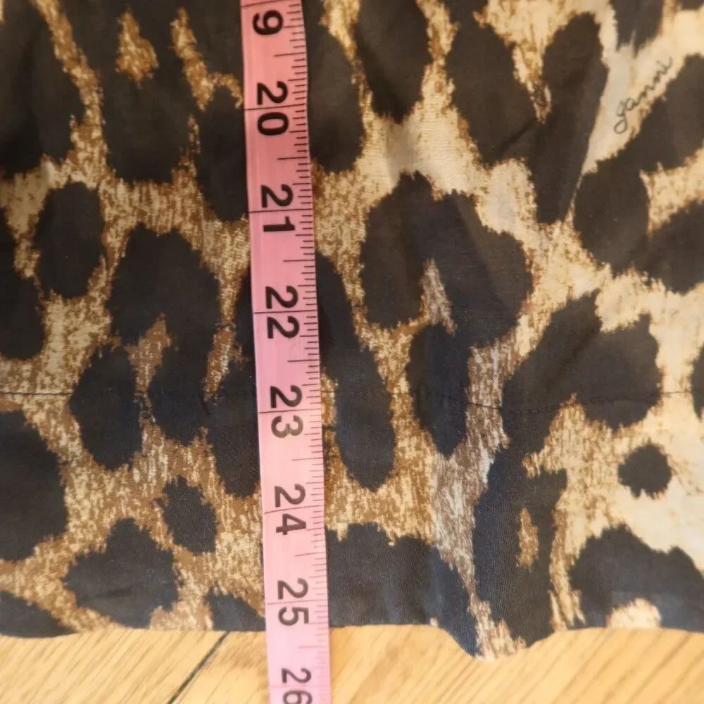 NWT GANNI leopard print top blouse short sleeve semisheer lightweight 36 breezy - Picture 15 of 16